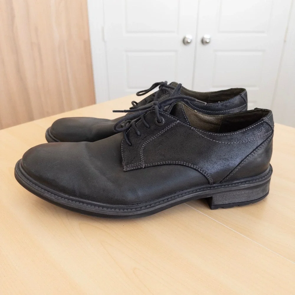 Josef Seibel Oxford Shoes EU 46 Black Leather Lace Up Euro Classic Derby Comfort